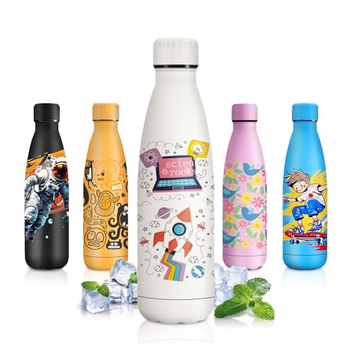 JAPORIA Botella Agua Acero Inoxidable 500ml, Personalizada, con Tapa, sin BPA, Botella Termica para Camping, Adulto, Deporte, Oficina, Fitness