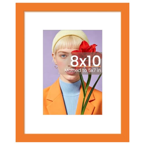Image of upsimples 8x10 Picture Frame, Display Pictures 5x7 with Mat or 8 x 10 Without Mat, Wall Hanging Photo Frame, Orange, 1 Pack