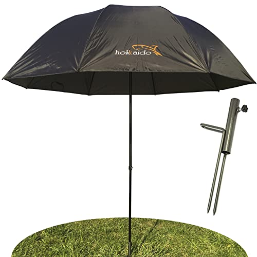NECO 15020 Parapluie de pêche avec support de parasol Matériau de protection contre la pluie et les rayons UV Pour 2 hommes et bagages à la carpe Avec étui...