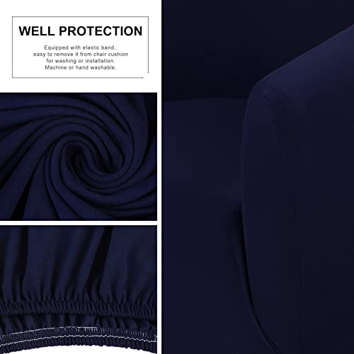 Image of SearchI Club Chair Slipcover Stretch Barrel Chair Covers Solid Color Tub Chair Slipcovers Spandex Armchair Sofa Cover Removable Couch Furniture Protector Arm Chair Cover for Living Room (Pure Navy)