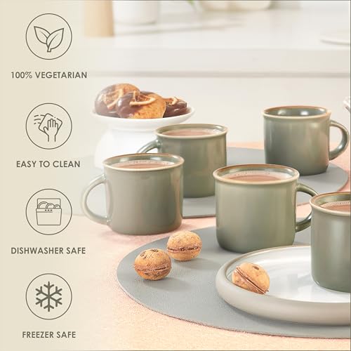 Image of CELLO Estella Nexus Color Silver Mist Plain Mug Set of 6, 90ml, Grey | Scratch Resistant | Porcelain Tea, Coffee Mug Set | Ideal for Daily Use & Gifting | Dishwasher Safe | Small Mug |