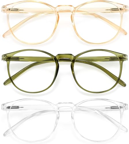 Image of IBOANN Chic & Comfy Blue Light Glasses for Women - 3-Pack Round Frames, Screen-Ready Style with UV Protection Coating