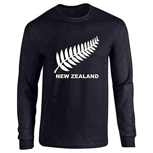 New Zealand Retro Soccer Rugby Kiwi Fern Crest Black XL Full Long Sleeve Tee T-Shirt
