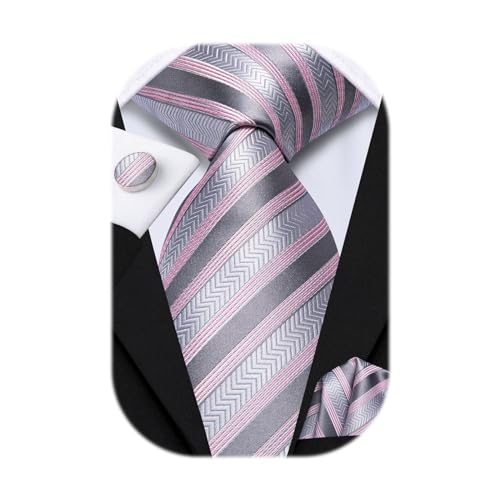 Image of Hi-Tie Men's Tie Sets Silk Paisley Striped Necktie Pocket Square Cuff-links Sets Wedding Business Holiday