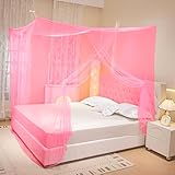 COZFUR Mosquito Netting for Bed Mosquiteros para Camas Rectangular Bed Canopy with One Opening Mosquito Bed Net for Camping Indoor Outdoor (Pink, L79 x W47 x H71 Inch)