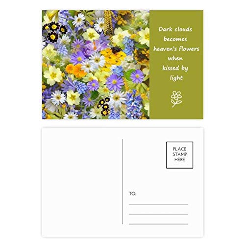 Carte postale Merci 20pcs fleurs bleues jaune imprimée sur papier dense