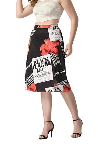 Image of VAGISHA Blooming Below Knee | Middi Printed A-line Skirt for Women's /Girl's |100% Polyblend | Soft & Breathable Fabric | Elastic Band | Casual Wear |M-XXXL|28 inch-36 inch inches