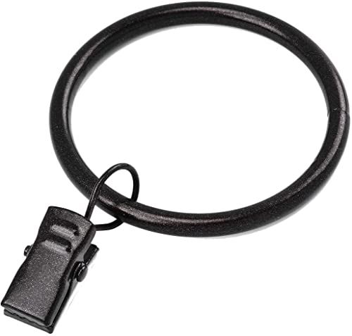 Curtain Rings with Clips - Set of 42, Interior Diameter 1.75inch,Fits Up to 1 1/2 Inch Rodslid Smoothly - Oil Rubbed Bronze