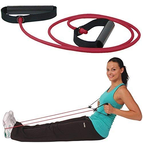 Msd Tubing rood (medium) + 2 handgrepen zacht elastiek revalidatie Ginnastica