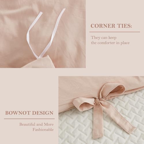 Image of annadaif Pink Duvet Cover King Size (104x90 Inch), 3 Pieces Bowknot Ultra Soft Washed Microfiber Bow Tie Duvet Cover Set, Easy Care Bedding Set for Men, Women, Boys and Girls