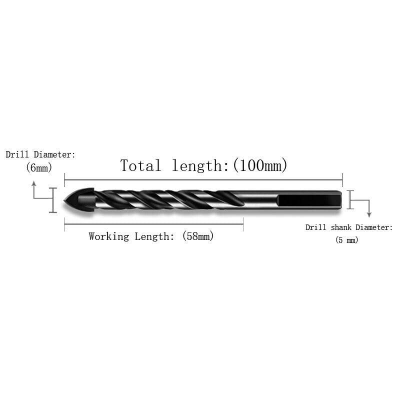 Printer Part for 10pcs 6mm Masonry Drill Bit,Drill with Tip Set for Brick,Stone, Concrete