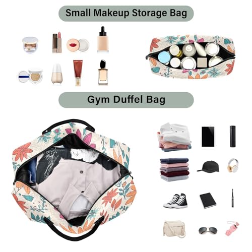 Large Travel Duffel Bag, Colorful Floral Sports Tote Gym Bag, Shoulder Weekender Overnight Bag for Women Men, Carry On Luggage with Toiletry Bags4