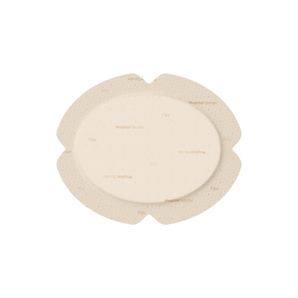 Mepilex Border Flex Oval 13 x 16 cm (5 Pezzi) – Medicazione in Schiuma di Silicone Flessibile – Tecnologia Safetac per Rimozione Indolore – Per Ferite Acute e Croniche – Sterile.