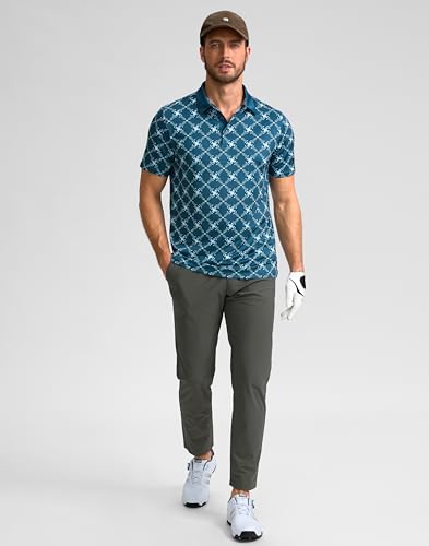 Image of Obla Mens Golf Polo Shirts Short Sleeve Dry Fit Performance Moisture Wicking Casual Print Collared Golf Shirts for Men
