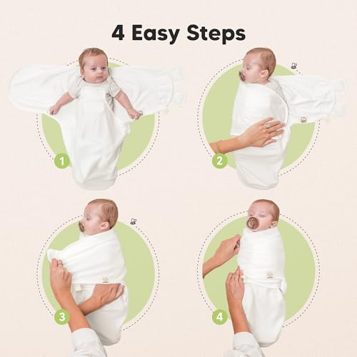 Image of Baby Swaddle Sleep Sacks with Zipper - 3-Pack Swaddles for Newborns 0-3 Months, Infant, Baby Girls, Boys, Soft & Durable Newborn Sleep Sack, Easy Diaper Change Swaddling Blanket (Soft White, OS)