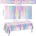 OHOME 4 Pack Iridescence Plastic Tablecloths Disposable Galentines Day Decorations Rectangle Table Covers Birthday Disco Bachelorette Bridal Wedding Rainbow Iridescent Party Decorations 54