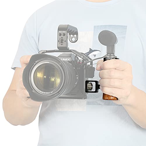 Image of NICEYRIG Wooden Side Handle for ARRI Locating Pin Adjustable Universal Left & Right Grip for DSLR Camera Cage Rig - 462