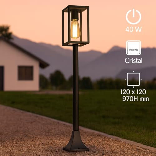 Balise LED extérieure E27 Ducte M Ledme en acier noir étanche IP44 - 8