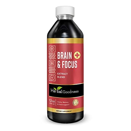 Herbal Goodness Brain and Focus – Nootropic Brain Supplement, Immune System Booster, Brain Health – Gingko, Graviola, Lion’s Mane – Non-GMO, Natural – 12oz – 23 Servings