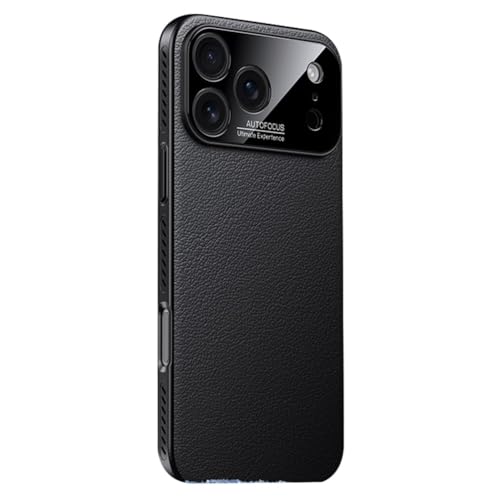For IPhone 17/17 Pro/17 Air/17 Pro Max用マグネット式ケース、フルラップレンズ保護スリムレザーカバー放熱ボーダー,17pro max,Black