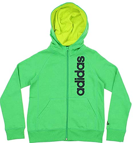 Adidas Youth Boy's Full Zip Solid Embroidered Hoodie, Lime/Mid Grey #TOP16