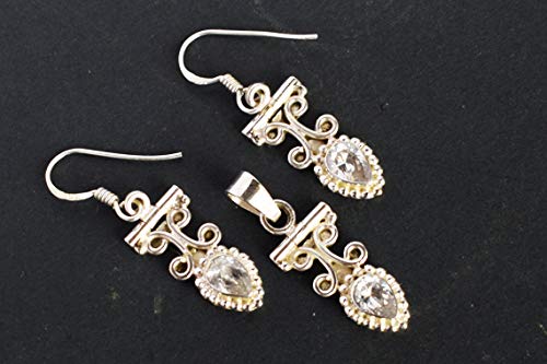 Conjunto de collar y aretes de cuarzo antialérgico para novias 3