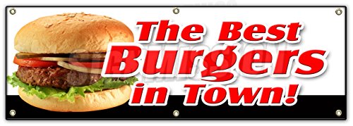 72" The Best Burgers in Town! Banner Sign charbroiled Cheeseburger Sandwich