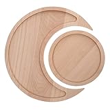 WATIIFUFU 2個 実木日月トレイ 収納ボックス 石のトレイ 月と太陽のトレー ムーンストーン 月型トレイ 多彩なジュエリートレイ マニキュアトレイ 半月盆 月のお盆 宝石トレイ 丸皿 木製