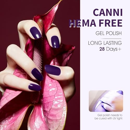Image of CANNI Dark Purple Gel Nail Polish, 1Pcs Purple Gel Polish Lavender Color High Gloss Soak Off U V Nail Manicure Salon DIY