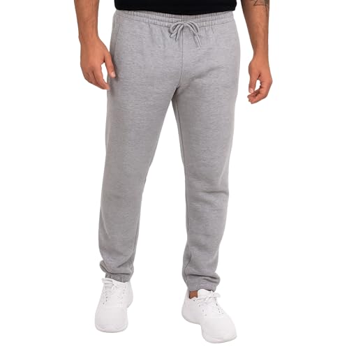 Urban Road Men’s Fleece Jogging Bottoms – Winter Warm Sweatpants with Zipped Pockets & Drawcord Waist, Heavyweight 280gsm Joggers, Casual Sports & Loungewear Trousers Grey