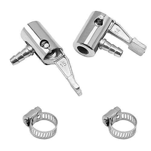 2-Pack 1/4\" Lock On All Metal Air Chuck, Portable Mini Air Compressor Tire Inflator Chuck Pump Replacement Air Nozzle, Hose End with Barb Connector for Hose Repair
