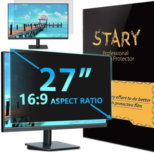 STARY 27 Zoll Monitor Blickschutzfolie 16:9 Seitenverhältnis, Abnehmbarer Anti Blaulicht Blendschutz Sichtschutzfolie Sichtschutz für 27 Hp/Dell/Acer/Lenovo/Asus