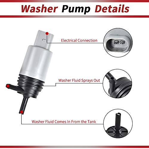Otuayauto 67126934159 Windshield Washer Pump - Replacement For Bmw 525I, 328I, 325Xi, 325I, M3, M5, M6- Washer Fluid Pump With Grommet #TOP2