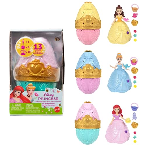 Mattel Disney Princess Toys Small Doll Easter Egg Surprise with 1 Princess 2 Skirts & 10 Play Accessories (Styles May Vary) Inspired by Movies