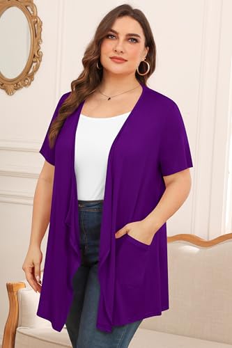 Image of TIANZHU Plus Size Cardigan for Women Lightweight Short Sleeve Summer Dressy Light Cardigan
