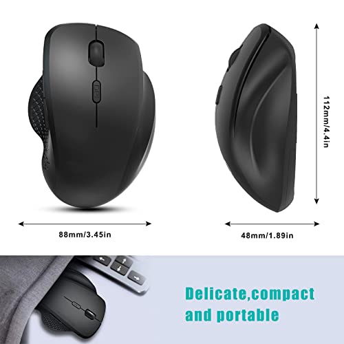 Guuueoo Wireless Computer Mouse, 2.4G Portable Silent Ergonomic Mouse With Usb Receiver, 3 Adjustable Dpi, 6 Buttons-Optical Mouse For Laptop, Pc, Tablet (Black) #TOP5