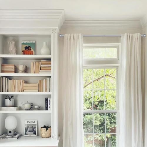 Image of GXOACKJ Curtain Rods for windows 32-48 inch, 5 /8 inch Decorative Silver Splicing Heavy Duty Metal Curtain Rod set with Brackets