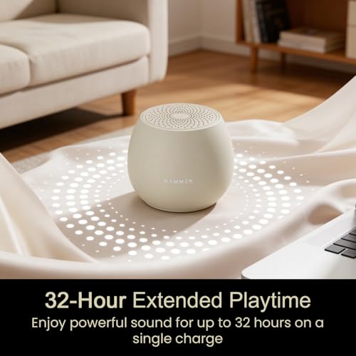 Image of HAMMER Drop X1 5W Bluetooth Speaker with Twin Pairing, Bluetooth v6.0, 32 Hours Playtime, 52mm Drivers (Beige)