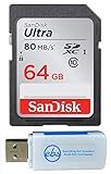 SanDisk 64GB SDXC SD Ultra Memory Card Works with Sony Alpha a6400 Mirrorless Camera (ILCE-6400/B) Class 10 (SDSDUNC-064G-GN6IN) Bundle with (1) Everything But Stromboli Multi-Slot Card Reader