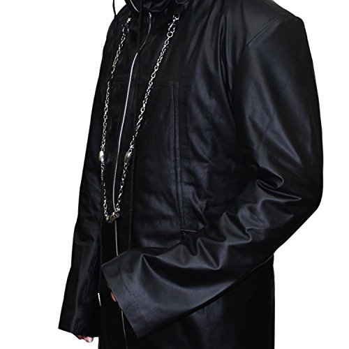 Enigma Hooded Organization XIII Jacket -Black Leather Trench Coat3