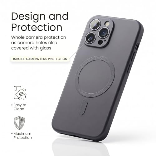 Image of amazon basics Premium Mag-Safe Case for iPhone 13 Pro | Shockproof & Anti-Scratch Cover | Soft Silicone with Wireless Charging | Camera Lens Guard - Gray