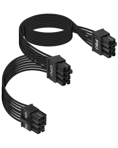 RIIEYOCA 18AWG CPU Cable for Cor/sair PSUS,8 Pin Male to Dual 8-Pin (4+4 -Pin Detachable) Male EPS Cable for Cor/sair Modular Power Supply（60CM+20CM