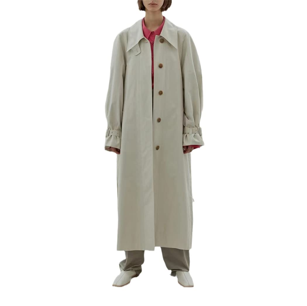 Spring Autumn Women Trench Cotton Wind Coat Ankle-Length Turn-Down Collar Full Sleeve Overcoat