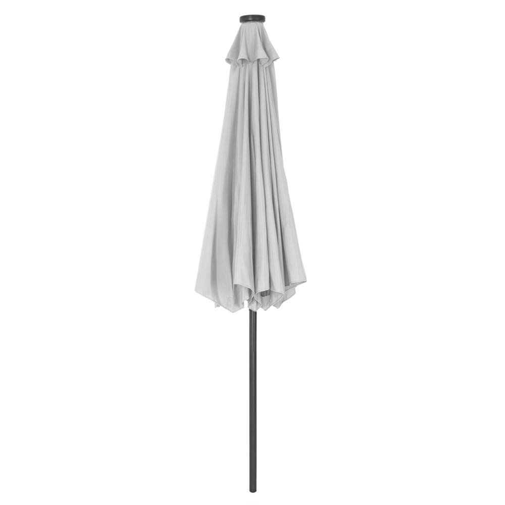 Kingsleeve® Parasol de jardin extérieur LED solaire 270cm gris clair Pare-soleil inclinable avec manivelle Protection UV 80+