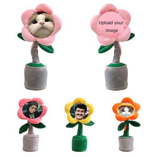 Customized Sunflower with Face, Fun Personalized Imitation Singing and Dancing Cartoon Sunflower Ornaments, Record 50 Songs, Suitable for Birthdays, Parties and Customized Gifts A (Custom Sunflower)