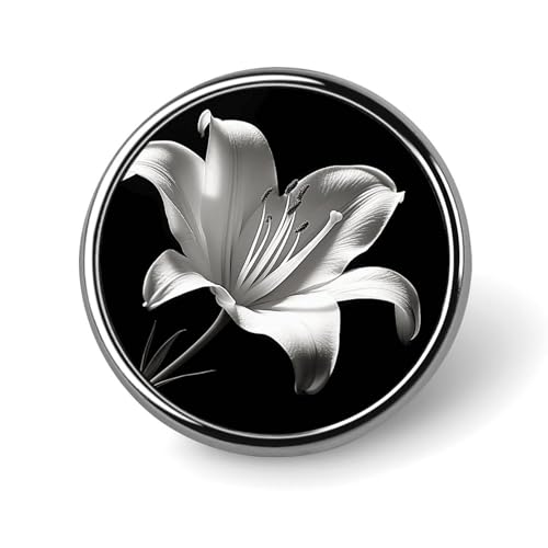 Broche ronde imprimée lys durable : un accessoire d'exception aux finitions soignées