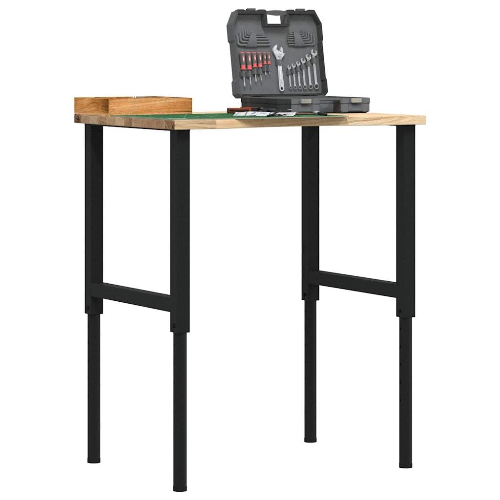 vidaXL Banco da Lavoro 80x60x(71,5-98) cm Legno Massello Rovere, tavolo da lavoro, postazione da lavoro, banco da lavoro in metallo