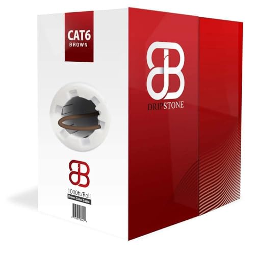 Image of DRIPSTONE CAT6 1000ft Bulk Ethernet Cable 23AWG Solid CCA UTP 0.57mm Brown