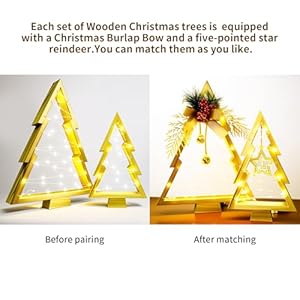 Wooden Christmas Tree, Modern Farmhouse Lights Christmas Tree, Tabletop Christmas Decor 2-Piece Set(Large 13.78" & Small 9.6") fit for Mantelpiece, Coffee Table, TV Cabinet Wooden Christmas Tree Modern Farmhouse Lights Christmas Tree Tabletop Christmas Decor 2 Piece SetLarge 1378 Small 96 fit for Mantelpiece Coffee Table TV Cabinet