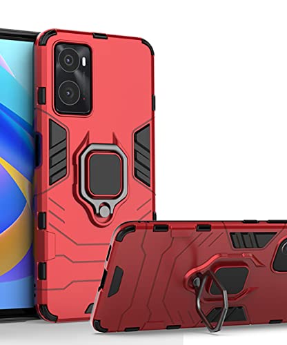 KEYYO Funda para OPPO A96 / OPPO A76 / OPPO A36, Carcasa TPU/PC Hybrid Case con 360° Soporte, Robusta Silicona Estuche, Antigolpes Cover Caso Rojo